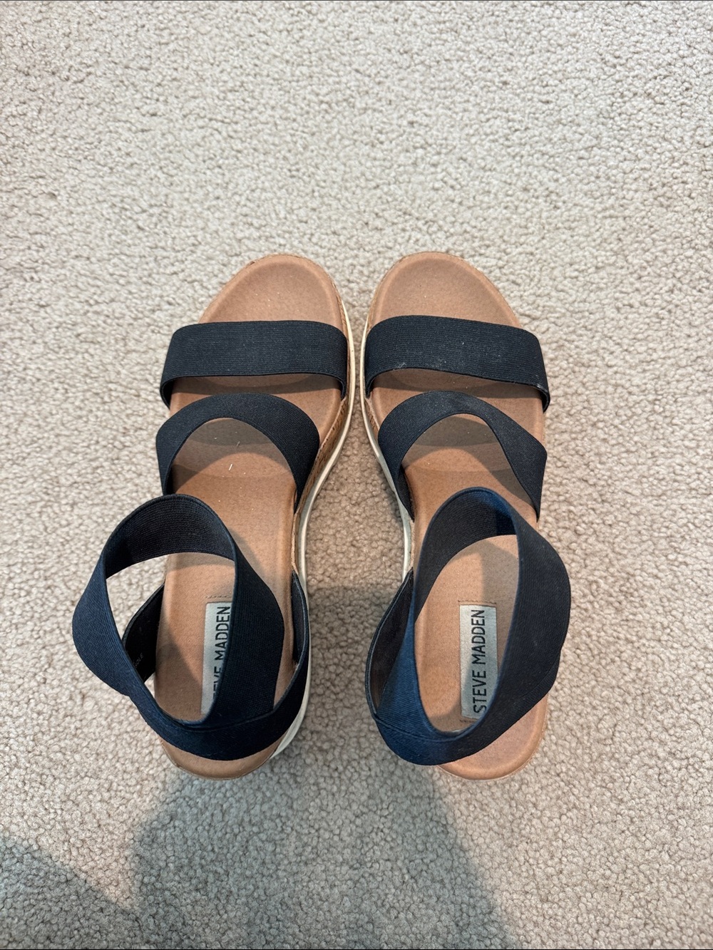 Steve Madden Black Elastic Strap Platform Sandals